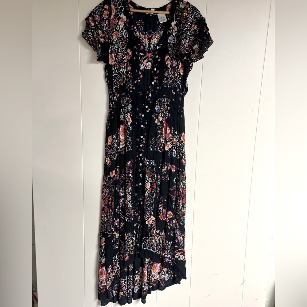 Patrons of Peace Floral Maxi Dress - Black and Pink